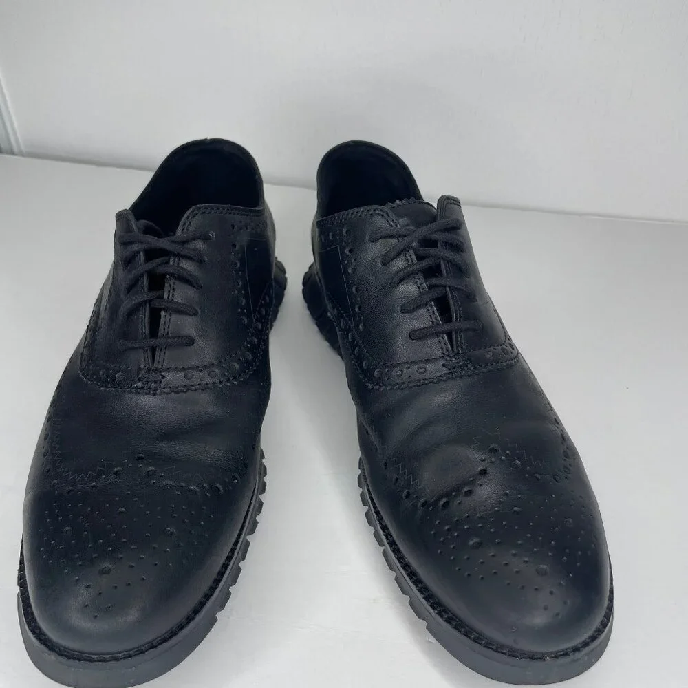 Cole Haan ZERØGRAND Black Leather Wingtip Oxfords Gorpcore Business Casual 9M